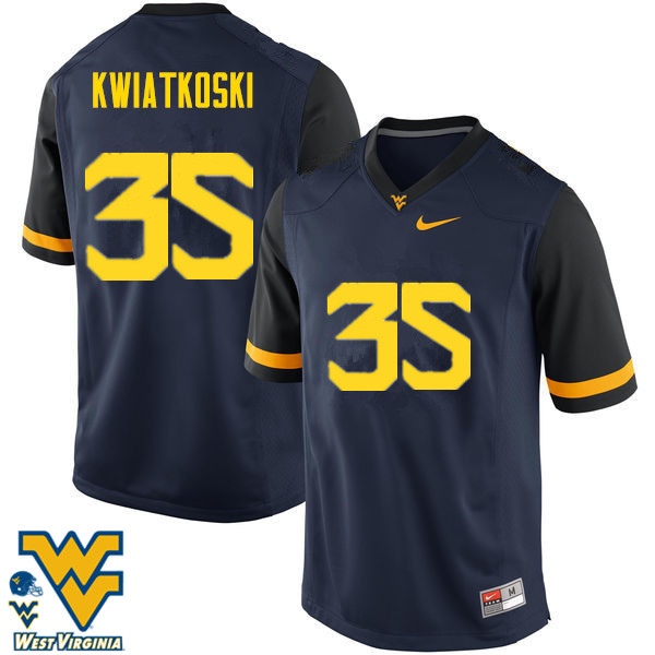 NCAA Men's Nick Kwiatkoski West Virginia Mountaineers Navy #35 Nike Stitched Football College Authentic Jersey WJ23A66AX